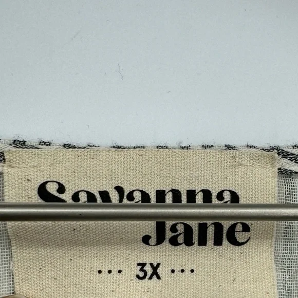 Savanna Jane Floral Embroidered Cotton Boxy Relaxed Striped Pullover Top Size 3X - Picture 8 of 8